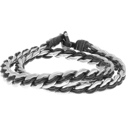 Lynx Leather Layered Bracelet - Silver