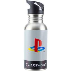Paladone Metal Playstation Heritage with Straw Black/Gray/Red One-Size Water Bottle
