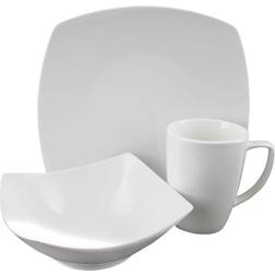 Gibson Home Zen Buffetware 12-Piece Square Dinnerware Set, White Dinner Set