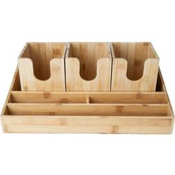 Mind Reader Bamboo 6-Compartment Utensil Organizer, Brown Tea Caddy