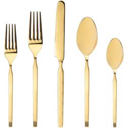 Godinger Ramp Matte Gold 18/10 Stainless Steel 20Pc Flatware Set Gold Dinner Plate