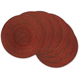 Design Imports Variegated Round Polypropylene Woven Placemat, Set of 6 Place Mat Red