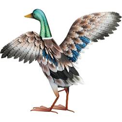 Multicolored Metal 20.25 in. H Mallard Duck Statue