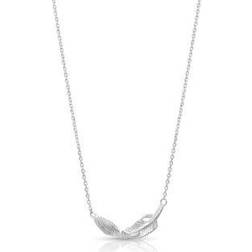 Montana Silversmiths Turning Feather Pendant Necklace - Silver/Transparent