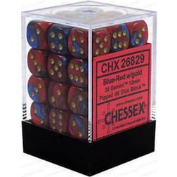 Chessex D6 Dice Gemini 12mm (36 Dice) Blue Red/Gold