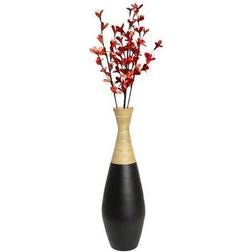 Uniquewise Spun Vase, White and Natural Black Black Large Artificial Plant