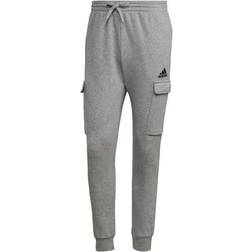 Adidas Essentials Fleece Regular Tapered Cargo Joggers - Grey/White