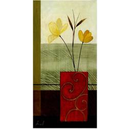 Trademark Fine Art Pablo Esteban 'Red Ornate Yellow 1' Canvas Art,12x24 Vase