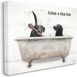 Stupell Industries Home Decor Scrub a Dub Dub Canvas Wall Art, White, 36X48 36X48 Wall Decor