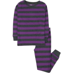 Leveret Cotton Striped Pajama Set - Purple