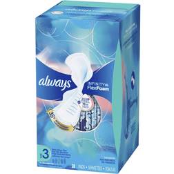 Always Infinity FlexFoam Size 3 Pads with Wings Unscented Extra Heavy Flow 28-pack