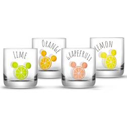 Joyjolt 10 oz. Disney Mickey Mouse Citrus Short (Set of 4) Multi Beer Glass