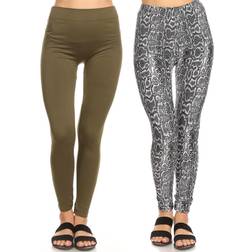 White Mark Women's 2-Pack Leggings, Multicolor