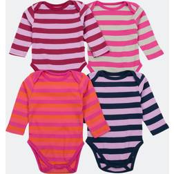 Leveret Baby Cotton Bodysuits Striped 4-pack - Girl-Stripe