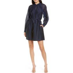 Rebecca Taylor Long-Sleeve Cotton-Blend Shirt Dress Marine