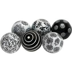 Litton Lane Black Ceramic Traditional Orbs & Filler (Set of 6) (Set of 6)