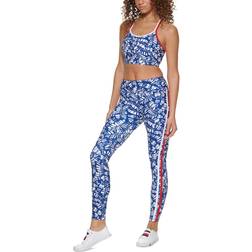 Tommy Hilfiger Palm-Print High-Rise Compression Leggings - Deep Blue