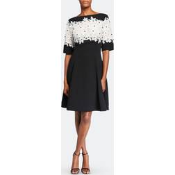 Lace Fit & Flare Crepe A-Line Dress