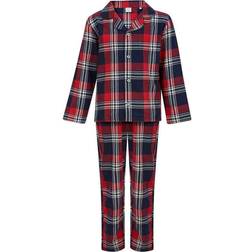 SF Minni Childrens/Kids Tartan Long Pyjama Set (11-12 Years) (Red/Navy)