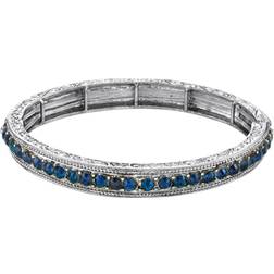 1928 Jewelry Crystal Stretch Bracelet - SIlver/Blue