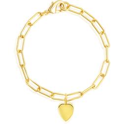 Adornia Heart Charm Paper Clip Chain Bracelet - Gold