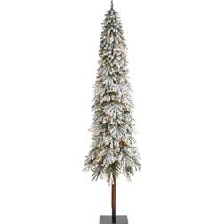 Nearly Natural 9ft Pre-Lit Flocked Slim Grand Alpine Artificial Clear Lights