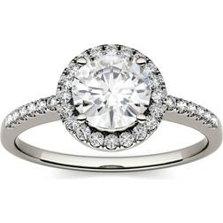 Charles & Colvard Moissanite Halo Ring - White Gold/Diamonds