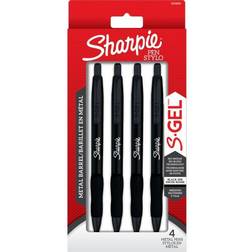 Sharpie S-Gel Metal RT Gel Pen, Medium Point, Black Ink, 4/Pack (2153578)