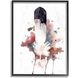 Stupell Industries Bird Feather Abstract Watercolor Painting by Sean Parnell Framed Art 24x30"