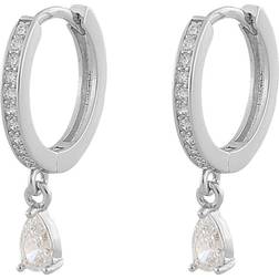 Snö of Sweden Camille Drop Ring Earrings - Silver/Transparent