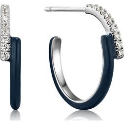 Enamel Sparkle Overlap Hoop Earrings E031-04H-B