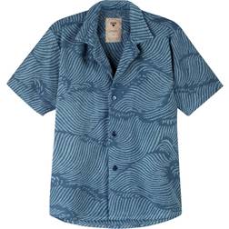 Oas Wavy Cuba Short Sleeve Shirt M - Indigo Blue