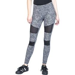 Urban Classics Women's Ladies Tech Mesh AOP Leggings, blackuniverse