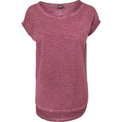 Urban Classics Ladies Long Back Shaped Spray Dye Tee T-Shirt burgundy