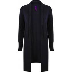 Henbury Womens/Ladies Long Line Open Cardigan (Black)