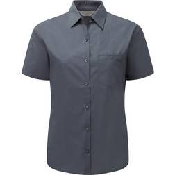 Russell Collection Ladies/Womens Short Sleeve Poly-Cotton Easy Care Poplin Shirt (Corporate Blue)