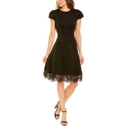 Donna Ricco Lace Trim A-Line Dress - Black