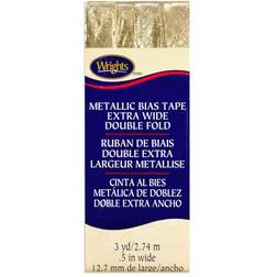 Gold Double Fold Lame' Bias Tape 1/2 inches X3yd