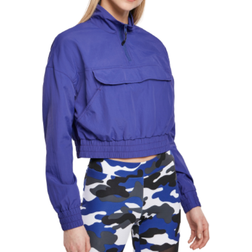 Urban Classics Ladies Cropped Crinkle Nylon Pull Over Jacket - Bluepurple