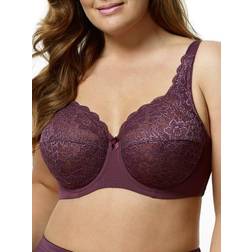 Elila Isabella Lace Full Coverage Bra - Plum