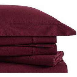 Brooklyn Loom Classic Cotton Bed Sheet Red (259.08x175.26)