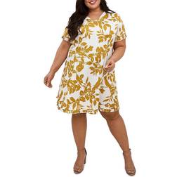 Marée Pour Toi Floral Print Ruffled Dress - Mustard