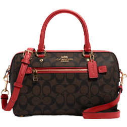 Coach Rowan Satchel In Signature Canvas - Gold/Brown 1941 Red