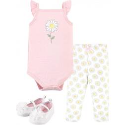 Hudson Girl Cotton Bodysuit Set - Pink Daisy