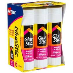 Avery Permanent Glue Stics, White Application, 1.27 oz, 6/Pack