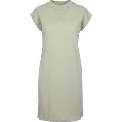 Build Your Brand Turtle Extended Shoulder Dress - Soft Salvia