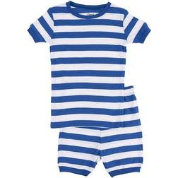 Leveret Kid's Striped Shorts Pajama Set - Blue/White