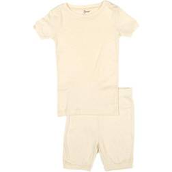 Leveret Kid's Short Sleeve Neutral Solid Color Pajamas - Off White (32177962123338)