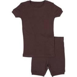 Leveret Kid's Short Sleeve Neutral Solid Color Pajamas - Brown (32178332565578)