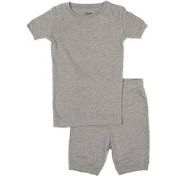 Leveret Kid's Short Sleeve Neutral Solid Color Pajamas - Light Grey (32177961467978)